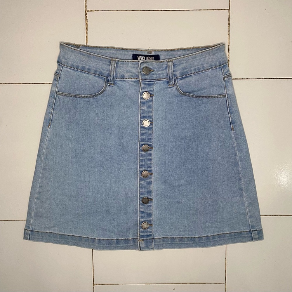 Short Wax Jean Medium Denim Skirt